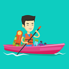 Image showing Man riding in kayak vector illustration.