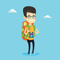 Image showing Cheerful traveler with backpack.