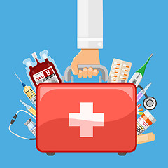 Image showing first aid kit in doctor hand