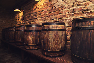 Image showing barrels in the wine cellar