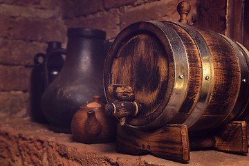 Image showing barrels in the wine cellar