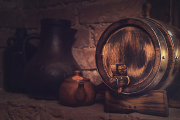 Image showing barrels in the wine cellar