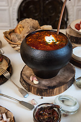 Image showing Russian borsch at pot