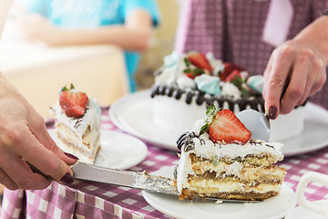 Image showing Tasty strawberry cream cake