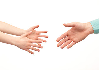 Image showing happy father and child holding hands