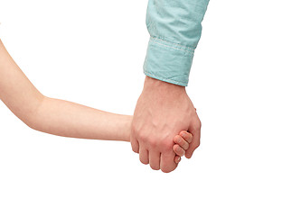 Image showing happy father and child holding hands