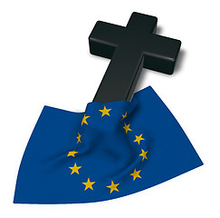 Image showing christian cross and flag of the european union - 3d rendering