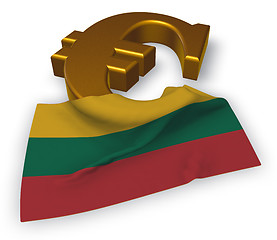 Image showing euro symbol and flag of Lithuania - 3d illustration