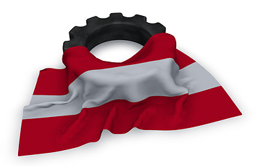 Image showing gear wheel and flag of austria - 3d rendering