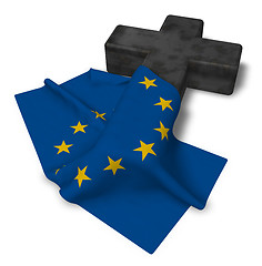 Image showing christian cross and flag of the european union - 3d rendering