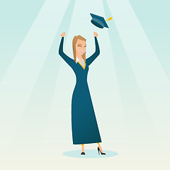 Image showing Graduate throwing up graduation hat.