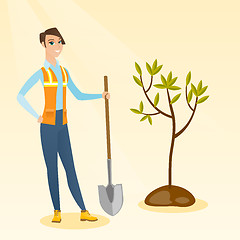 Image showing Woman plants tree vector illustration.