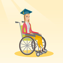 Image showing Graduate sitting in wheelchair vector illustration