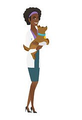 Image showing Veterinarian with dog in hands vector illustration