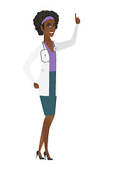 Image showing African doctor pointing with her forefinger.