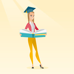 Image showing Graduate with book in hands vector illustration.