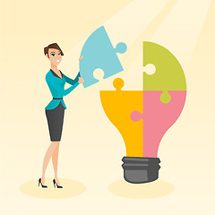 Image showing Student with idea lightbulb vector illustration.