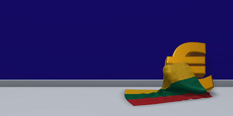 Image showing euro symbol and flag of Lithuania - 3d illustration