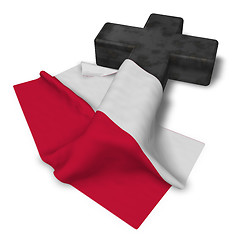 Image showing christian cross and flag of poland - 3d rendering