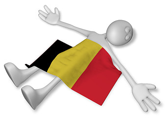 Image showing dead cartoon guy and flag of belgium - 3d illustration