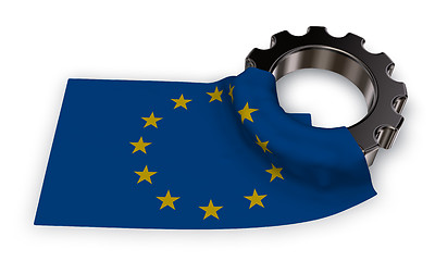 Image showing gear wheel and flag of the european union - 3d rendering