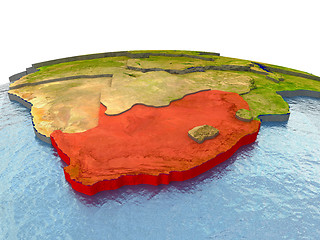 Image showing South Africa on Earth in red