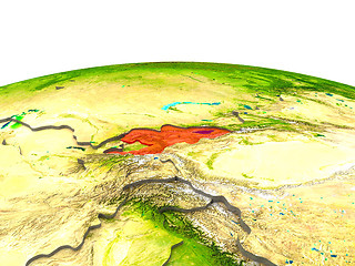 Image showing Kyrgyzstan on Earth in red