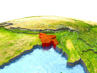 Image showing Bangladesh on Earth in red