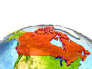 Image showing Canada on Earth in red