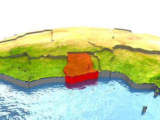 Image showing Ghana on Earth in red