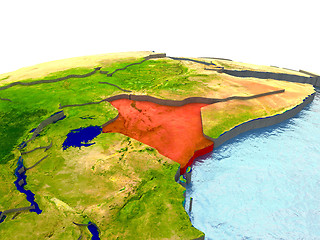 Image showing Kenya on Earth in red