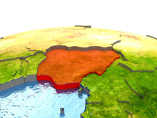 Image showing Nigeria on Earth in red