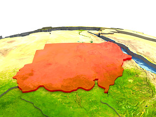 Image showing Sudan on Earth in red