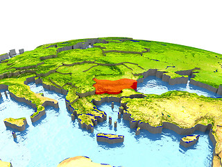 Image showing Bulgaria on Earth in red