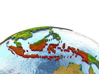 Image showing Indonesia on Earth in red