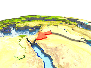 Image showing Jordan on Earth in red