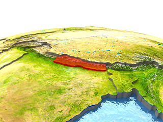 Image showing Nepal on Earth in red