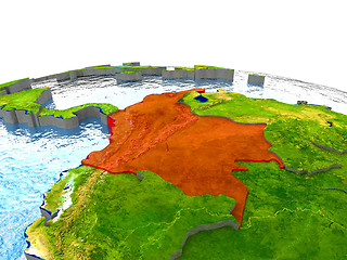 Image showing Colombia on Earth in red