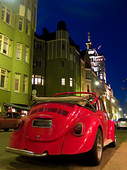 Image showing Classic Car parked on Night Street