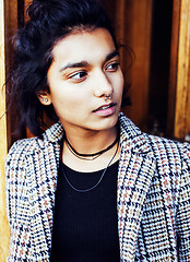 Image showing young pretty student teenage indian girl in doors happy smiling,