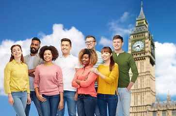 Image showing international group of happy people over big ben 