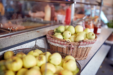 Image showing apples in baskets at street market