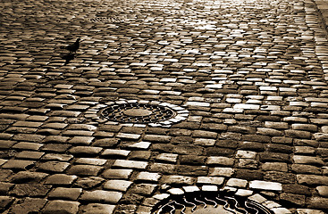 Image showing road with paved stone blocks