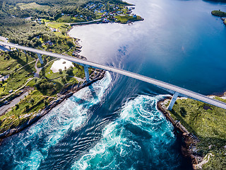 Image showing Whirlpools of the maelstrom of Saltstraumen, Nordland, Norway