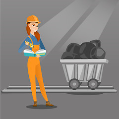 Image showing Miner checking documents vector illustration.