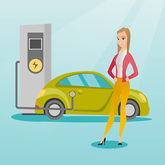 Image showing Charging of electric car vector illustration.