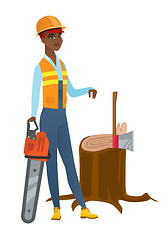 Image showing Lumberjack with chainsaw vector illustration.