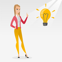 Image showing Student pointing at idea bulb vector illustration