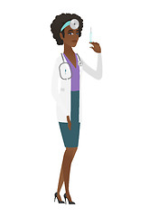 Image showing Doctor holding syringe vector illustration.