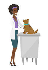 Image showing Veterinarian examining dog vector illustration.